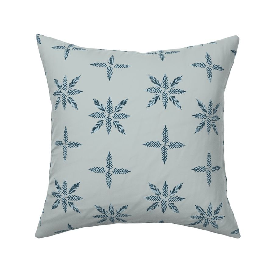 Jungle Leaf Star Pattern - Pale Blue and Navy