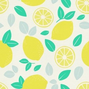 Fresh Summer Yellow Lemons Pattern in Navy