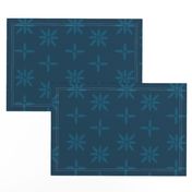 Jungle Leaf Star Pattern - Monochromatic Navy Blue