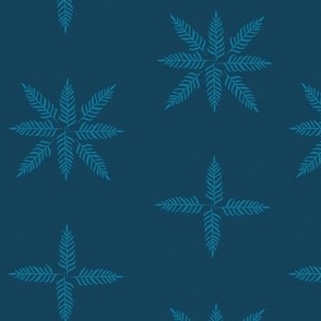 Jungle Leaf Star Pattern - Monochromatic Navy Blue