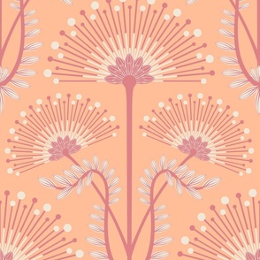 MIMOSA Art Deco Floral Orange - Peach Fuzz - 2024 Pantone Color Of The Year - LARGE Scale - UnBlink Studio by Jackie Tahara