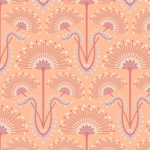 MIMOSA Art Deco Floral Orange - Peach Fuzz - 2024 Pantone Color Of The Year - MEDIUM Scale - UnBlink Studio by Jackie Tahara