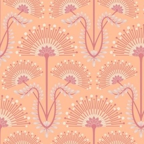 MIMOSA Art Deco Floral Orange - Peach Fuzz - 2024 Pantone Color Of The Year - SMALL Scale - UnBlink Studio by Jackie Tahara