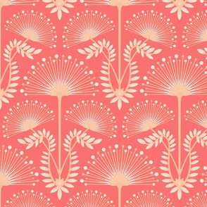 MIMOSA Art Deco Floral Bright - Peach Fuzz - 2024 Pantone Color Of The Year - MEDIUM Scale - UnBlink Studio by Jackie Tahara