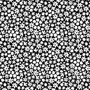 Scattered Black and White flowers/ doodle 