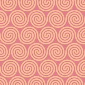 Peach Fuzz Scrolls on Peach Blossom Background (Mid-Size)