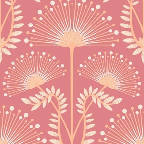 MIMOSA Art Deco Floral Rust - Peach Fuzz - 2024 Pantone Color Of The Year - LARGE Scale - UnBlink Studio by Jackie Tahara