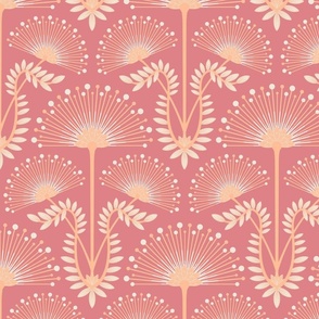 MIMOSA Art Deco Floral Rust - Peach Fuzz - 2024 Pantone Color Of The Year - MEDIUM Scale - UnBlink Studio by Jackie Tahara