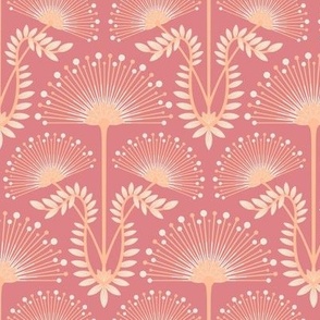 MIMOSA Art Deco Floral Rust - Peach Fuzz - 2024 Pantone Color Of The Year - SMALL Scale - UnBlink Studio by Jackie Tahara