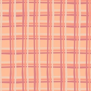 HAND-DRAWN STRIPES Plaid Gingham Grid - Peach Fuzz - Pantone Color Of The Year - MEDIUM Scale - UnBlink Studio by Jackie Tahara