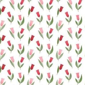 Watercolor tulips on white background / Paper cut style  