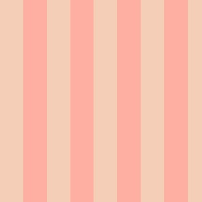 Pink and pale peach traditional stripes for retro bathroom wallpaper