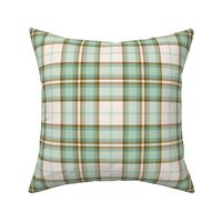 Welcoming Entryway Accent Wall Plaid in Green Cream and Brown