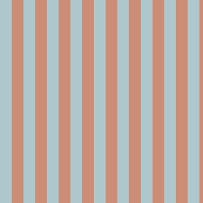Chocolate brown and blue stripe for modern retro 60s decor