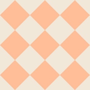 Diagonal Checkerboard Large - Peach / White