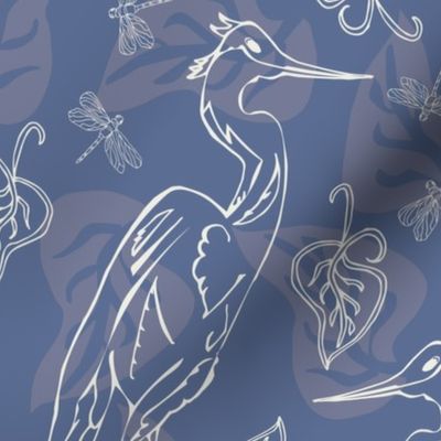 (M) Coastal Chic Heron | Blue Nova | Welcoming Walls Wallpaper Challenge |12 inch  Med scale