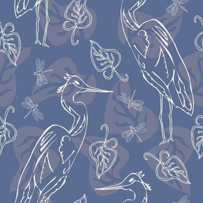 (M) Coastal Chic Heron | Blue Nova | Welcoming Walls Wallpaper Challenge |12 inch  Med scale