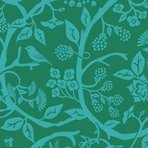 Blue green themed Victorian garden - cut paper and jewel tones  