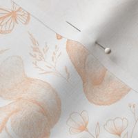 Forest Fauna Toile - Peach Fuzz on white, medium  