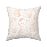 Forest Fauna Toile - Peach Fuzz on white, medium  