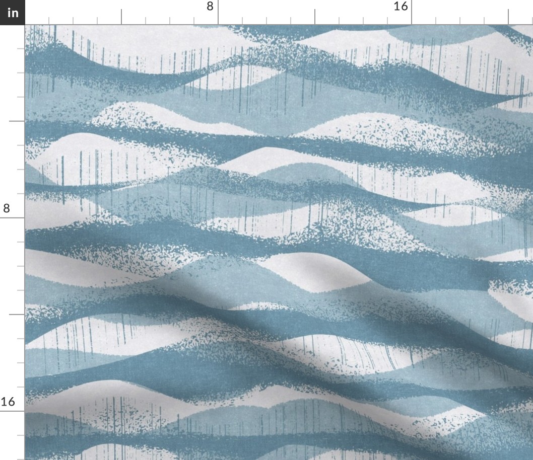 Abstract Coastal Waves Block print