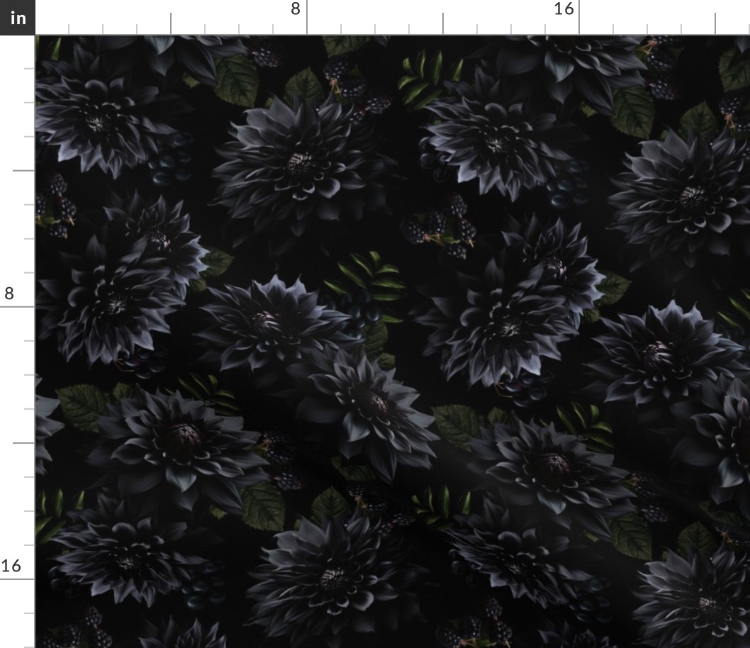 Small Opulent Black Antique Baroque Luxury Dahlia Maximalistic Flowers Romanticism - Gothic And Mystic inspired 