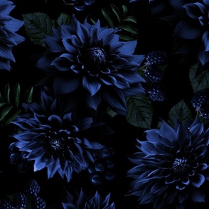 Large Opulent Blue Antique Baroque Luxury Maximalistic Flowers Romanticism - Gothic And Mystic inspired 