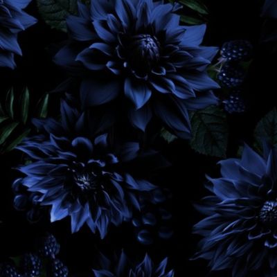 Small Opulent Blue Antique Baroque Luxury Maximalistic Flowers Romanticism - Gothic And Mystic inspired 