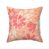 Floral pattern in fashionable peach shades.
