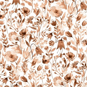 Watercolor Floral in Peach Fuzz - on white 