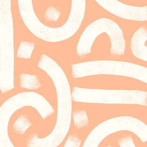 peach fuzz abstract brush stroke bold - pantone color of the year 2024 - peach boho wallpaper and fabric