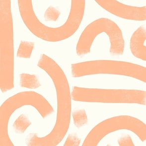 peach fuzz abstract brush stroke bold - pantone color of the year 2024 on light cream - peach boho wallpaper and fabric