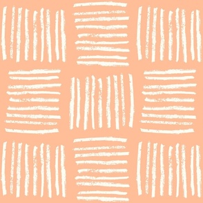 peach fuzz checker board - pantone color of the year 2024 - checkered wallpaper and fabric