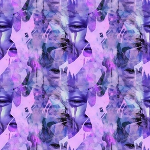 Purple & Blue Abstract Faces - medium