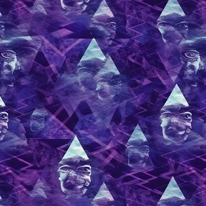 Purple & Blue Abstract Faces - large