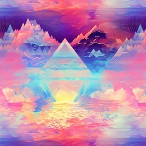 Rainbow Abstract Mountains - large