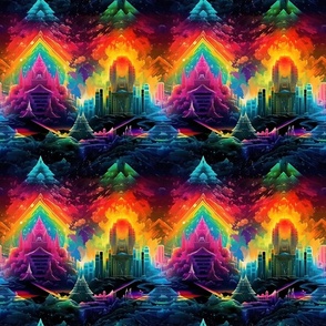 Neon Rainbow Abstract - medium