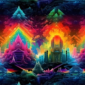 Neon Rainbow Abstract - large