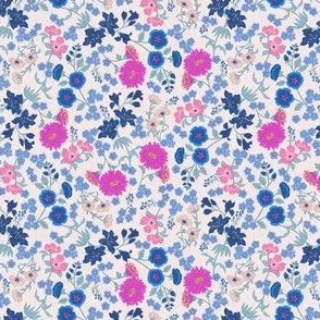 Audrey Floral Blue Pink Magenta SMALL