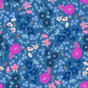 Audrey Floral Shades of Blue LARGE