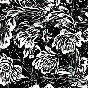 Black and white large scale flowers