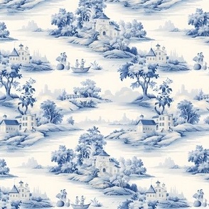 Blue & Ivory Toile - small