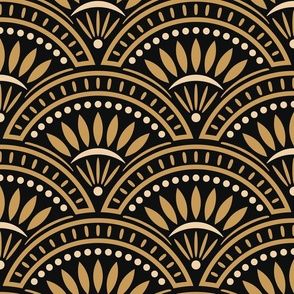 Art Deco Scallop | Large Scale | Black and Gold