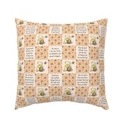 Smaller Patchwork 3 Inch Squares Classic Pooh in Peach Fuzz with Storybook Quotes for Cheater Quilt or Blanket