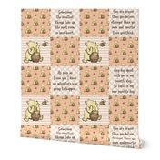 Bigger Patchwork 6" Squares Classic Pooh in Peach Fuzz with Storybook Quotes for Cheater Quilt or Blanket