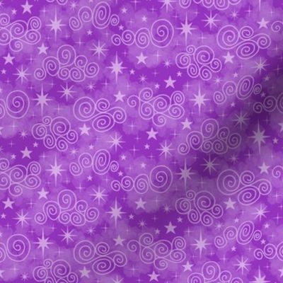 S - Purple Stars & Clouds - Bright Amethyst Twinkle Sky
