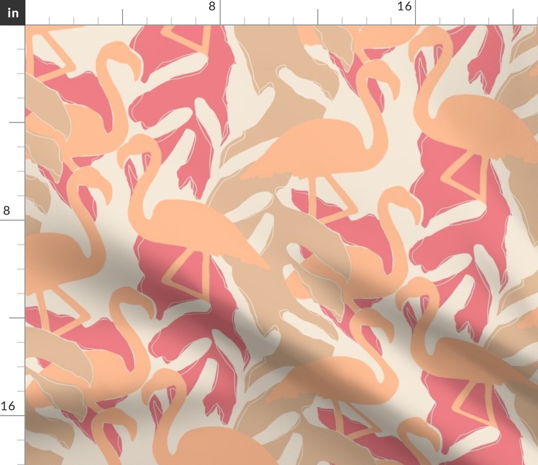 [Large] Tropical Flamingos Fuzzy Peach Pink