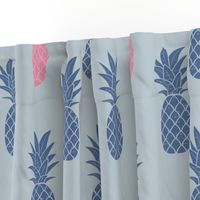 Bock Print Inspired Pineapple  in Blue Nova, Upward and Pink Medium Scale