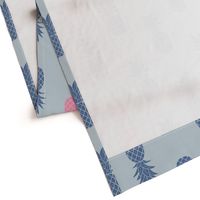 Bock Print Inspired Pineapple  in Blue Nova, Upward and Pink Medium Scale