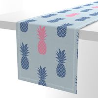 Bock Print Inspired Pineapple  in Blue Nova, Upward and Pink Medium Scale